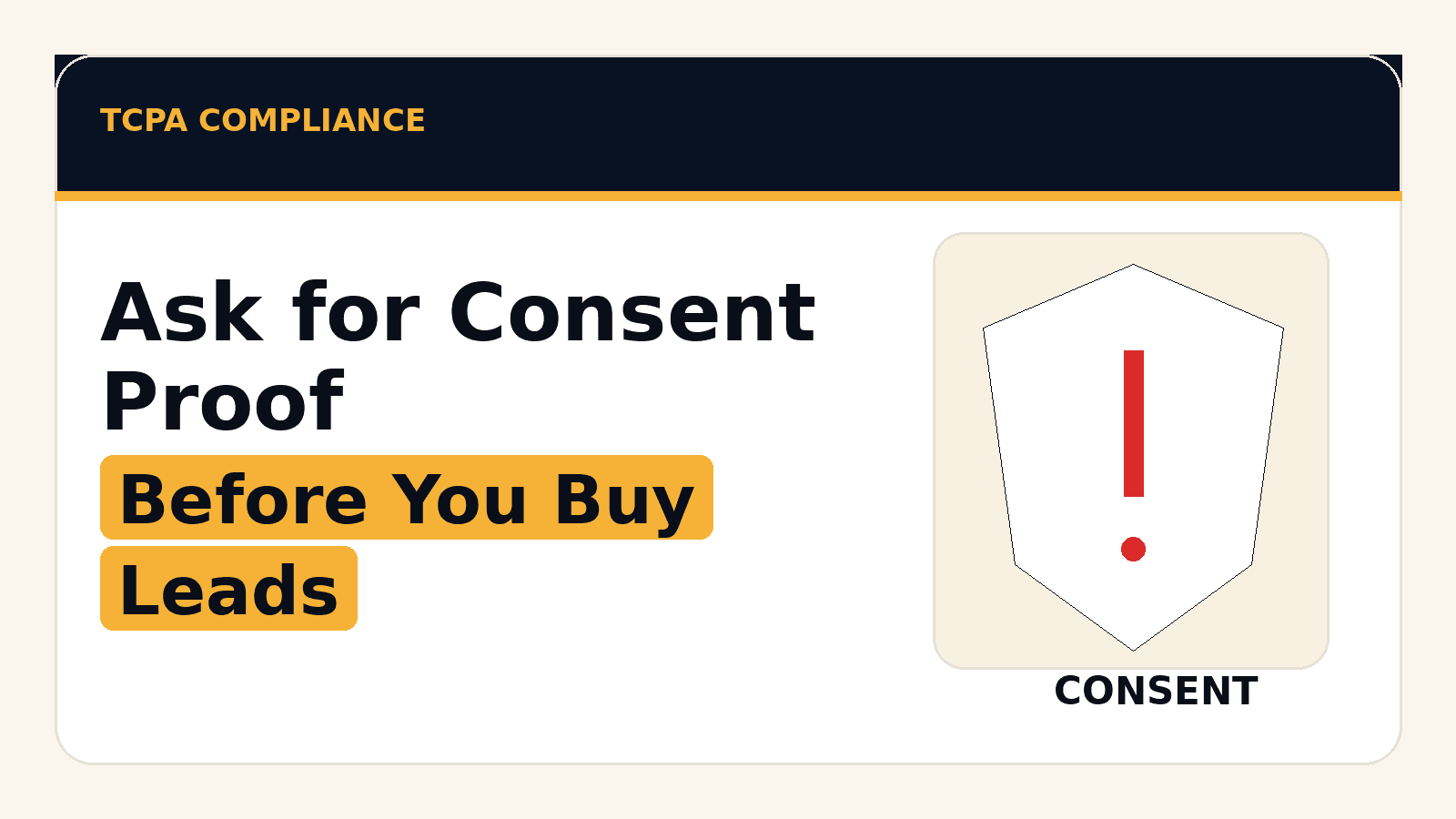 An image for TCPA compliance showing that firms should demand written consent proof and audit trail records.