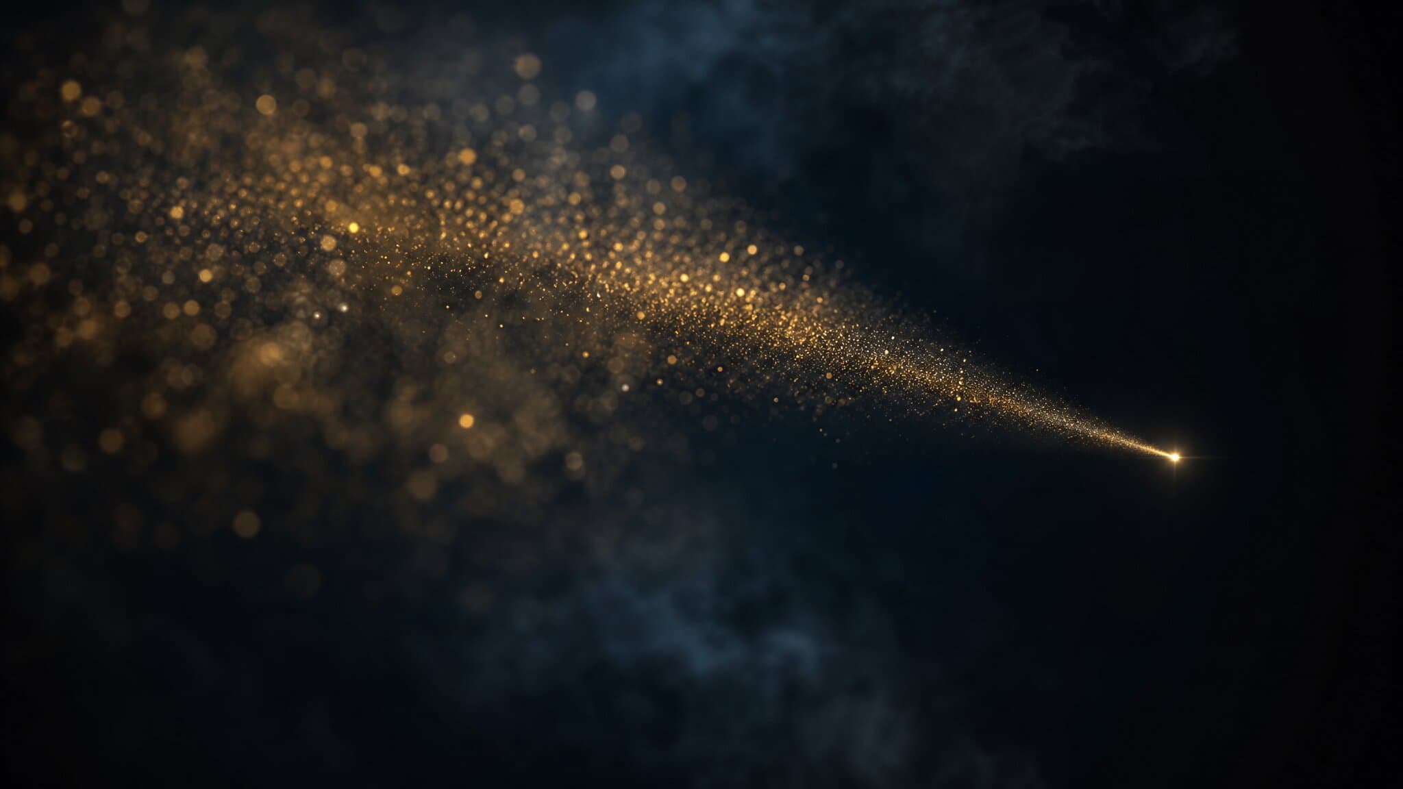 A long narrowing funnel of light particles over a dark field, dense at the wide end and reduced to a few bright points at the narrow end — an illustration of lead-quality attrition.